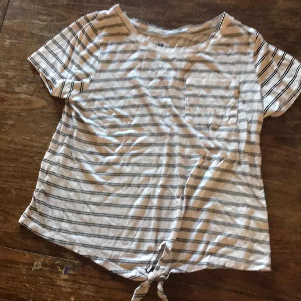 white and black stripped shirt